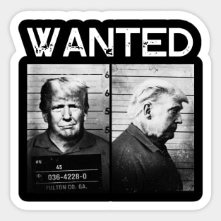 Wanted Vintage Black And White Funny Trump Mug Shot Sticker